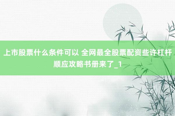 上市股票什么条件可以 全网最全股票配资些许杠杆顺应攻略书册来了_1