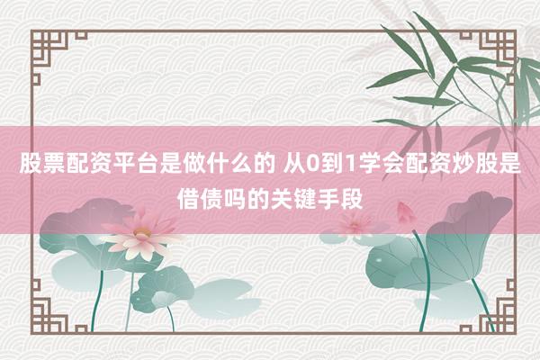 股票配资平台是做什么的 从0到1学会配资炒股是借债吗的关键手段