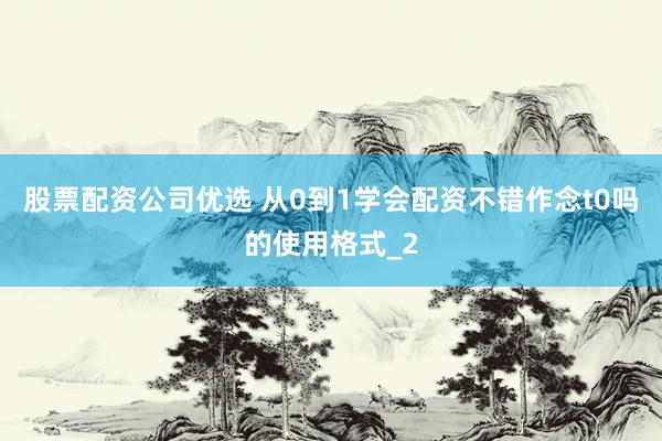 股票配资公司优选 从0到1学会配资不错作念t0吗的使用格式_2
